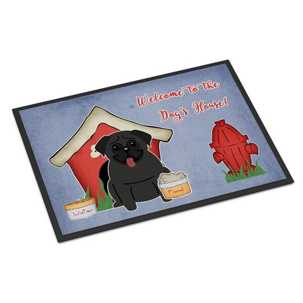 Carolines Treasures Dog House Collection Pug Black Indoor or Outdoor Mat, 24 x 0.25 x 36 in. BB2760JMAT - main
